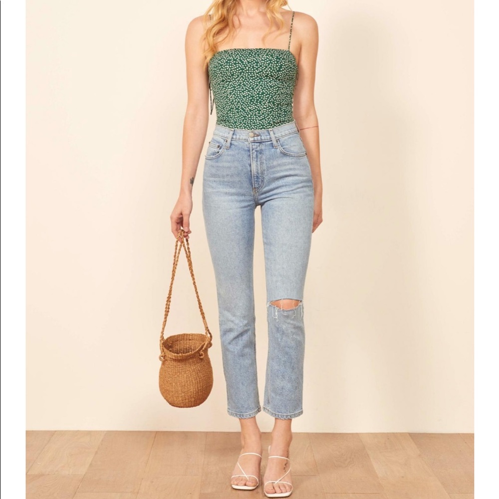 reformation Liza high straight crop jeans